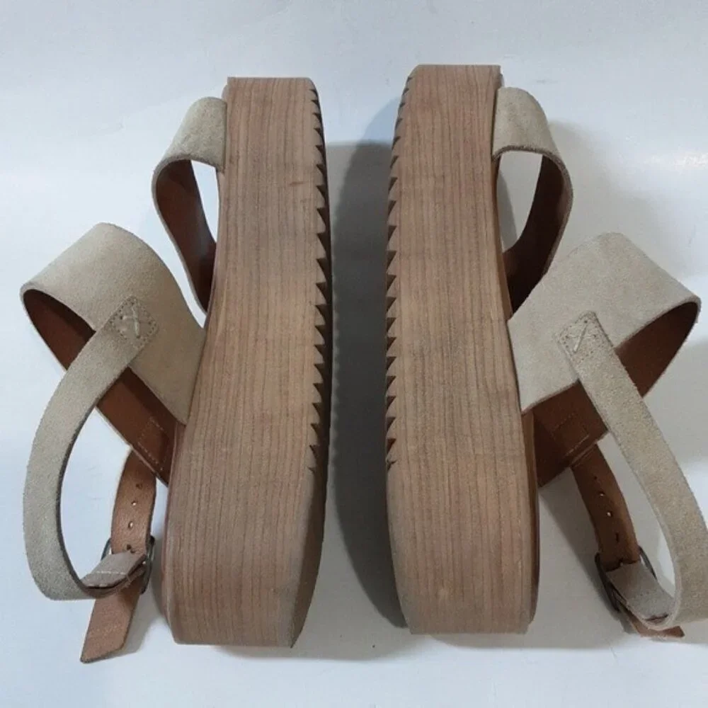 Musse & Cloud anthropologie women suede Casual Platform Sandals 40 tan y2k goth